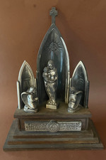 Alt Heiligen Figur Metall Holz