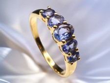 GJ69 * HARRY IVENS EDELSTEIN RING (21) 5x TANSANIT OVAL BLAU FACETT 925er SILBER