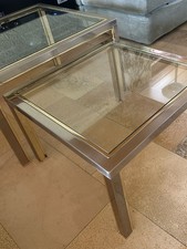 Elegante Couchtische im 2er-Set – Glas & Metall, Mid-Century-Stil