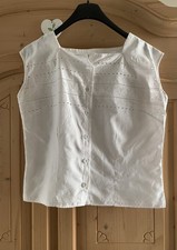 Vintage Bluse 60er Jahre Baumwolle Weiss | Grösse M |mit Lochstickerei sehr fein