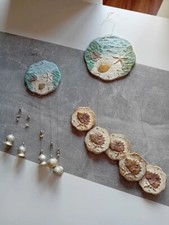 Konvolut Glas Glockenspiel Windspiel Meer Thema Seestern Muschel Handarbeit Vint