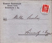 DR Brief  GRÜNHAIN - Lößnitz - 9.9.26 - Mi.357 von Besteckfabrik