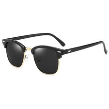 Sonnenbrille Vintage Retro Brille Damen Herren Unisex Schwarz Gold 10551