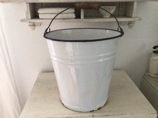 Alter Emaille Eimer Weiss Blau