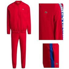 Lacoste Sport Herren Trainingsanzug Gr. M Neu Tracksuit Rot 2-Teiler Jacke Hose