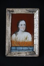 Kleines Hinterglasbild Heiligenbild arme Seelen religiöse Volkskunst