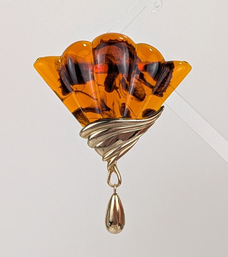 Vintage brosche fächerform - brosche,