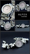 ALFEX niedliche Designer Damenuhr SWISS MADE hochglanz-poliert Luxus 5528-102