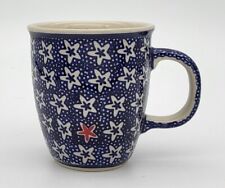 B-Ware Bunzlauer Keramik Tasse MARS - blau/weiß/rot - 0,3L, Sterne (K081-LG01)