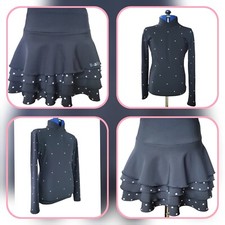 Eiskunstlauf Trainingsset , 2 Teiler Sport, Warm Gr 134-140 Mädchen, Kürkleid 