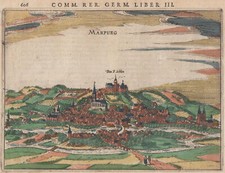 Marburg Gesamtansicht Original kolorierter Kupferstich Bertius 1616