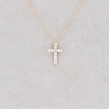 Sale! Wert 790 € Brillant Kreuz Anhänger mit Kette (0,08 carat) 750 18 Karat ...
