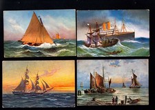 Vier Postkarten "Schiffe"
