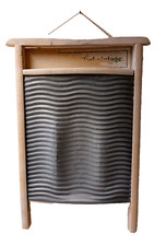 Altes, antikes Waschbrett - Holz, Zinkblech - 10 alte Holzklammern