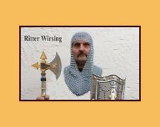 Militaria Larp Massiv Eisen Kettenhaube Ritter Rüstung Haube Ketten Helm  C15