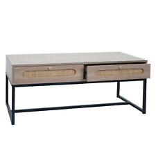 B-Ware Couchtisch MCW-M41, Schublade, Kubu Rattan Holz Melamin, Eiche-Optik