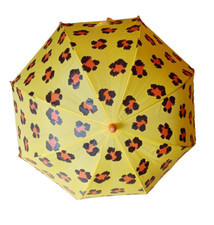 Leoparden Kinder-Regenschirm, Stock-Schirm, gelb, Durchmesser 70cm, 58,5cm lang