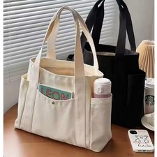 Canvas Tragetasche Damen Groß Schultertasche Uni Arbeit College Shopper Tasche