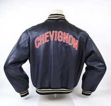 Chevignon Lederjacke schwarz Gr. XL (L) vintage 90s großes Rückenlogo