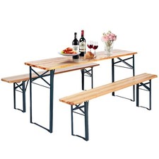 Campingtisch Klappbar Bierzeltgarnitur 3 TLG. Sitzgruppe für Garten Picknick