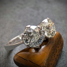 Toi et Moi Ring 14k 585 Gold Diamanten 1,8 Ct Wien Verlobung alt c. 1930 RG 53