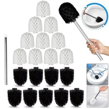 10x Ersatzbürste Bürstenkopf mit 2x Edelstahl Griff Toilettenbürste WC Klobürste