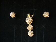 GOLD 585 SCHMUCKSET 14K Anhänger Ohrstecker mit 95 Brillanten 1,8ct. UNIKAT !