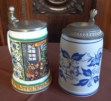 2 alte Bierkrüge  Porzellan