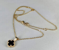 Rabatt Aktion!!! NEU Kette 750/ -18k Gelbgold Vintage Kleeblatt aus Onyx NEU