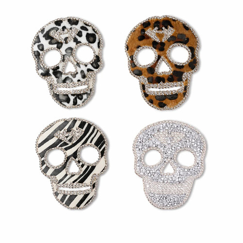 Leo totenkopf glitzer patches - leo,