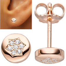 Ohrstecker Rosegold 925 echt Silber Zirkoniasteine Ohrringe klein rund Damen neu