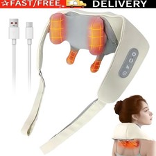 Nackenmassage Gerät Shiatsu mit Wärmefunktion Kabellos USB für Schulter & Rücken