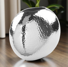 Fink LUNA B 16/ H 14/ T 9 cm Dekovase Metall silberfarben Blumenvase Tischvase