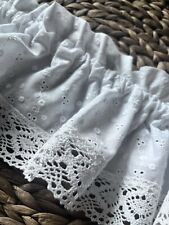 Scheibengardine Landhaus Bistro Gardine Shabby Vintage Bestickt Weiß