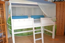 Lifetime-Kinderhochbett mit Himmel und Gästebett, weiß, 177/210x102