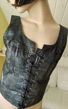 schwarze Leder-Corsage Gr. 38