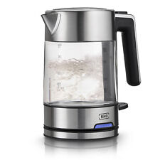 KHG WK-106 Wasserkocher 1 Liter Edelstahl Glas klein 2.200 Watt Trockengehschutz