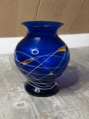 Vintage glasvase kobaltblau - vintage,