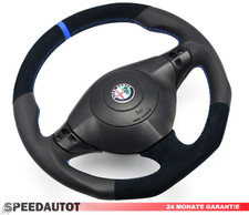 Tuning Lederlenkrad abgeflacht Alcantara ALFA ROMEO 147 GT blaue Linie