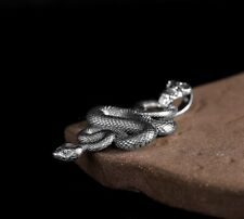F03 Anhänger Schlange Python mit Totenkopf Sterling Silber 925