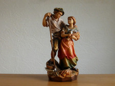 Gr.Hintersberger Holz-Figur geschnitzt 'Feldarbeiter Paar' Schnitzfigur Skulptur