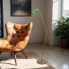 Premium Stehleuchte aus Messing Glas XXL Bankerlampe Wohnzimmer MINISTERO