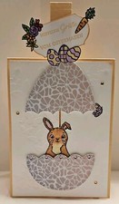 Grusskarte Interaktive Ziehkarte OSTERN Stampin Up "HASE" Pfirsich 3D Unikat