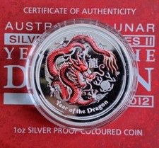 Australien: 1 Dollar 2012, LUNAR-JAHR DES DRACHEN, PP, coloriert, orig. verpackt