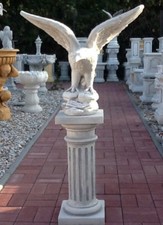 Steinfigur, Adlerfigur & Säule, Skulpturen, H.119 cm Steinguss Statue Gartendeko