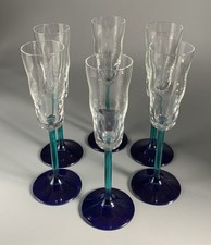 Likörgläser Schnapsgläser; Blau Grüner Stiel; Inhalt 20ml; D6/4cm, H18cm; 6 Stck