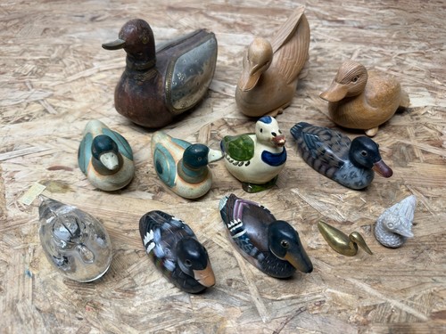 Enten figuren 12x holz glas - figuren,