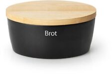 Continenta Brottopf Oval Keramik schwarz modern beschriftung 27 x 20 cm