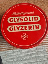 Metalldose rund: GLYSOLID GLYZERIN Hautpflegemittel aus den  50er oder 60ern