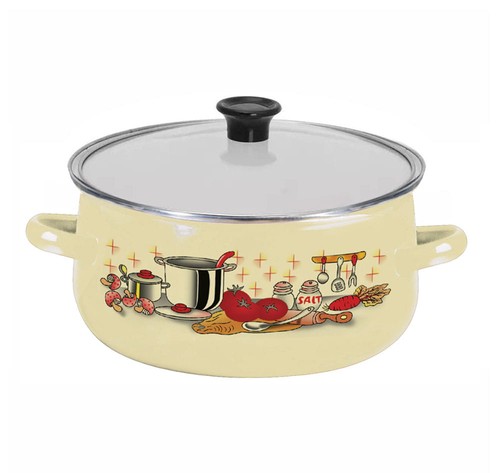 Emaille topf mit glasdeckel - emaille,